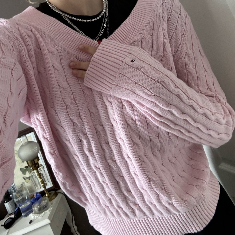 Tommy Hilfiger Pink V-Neck Sweater